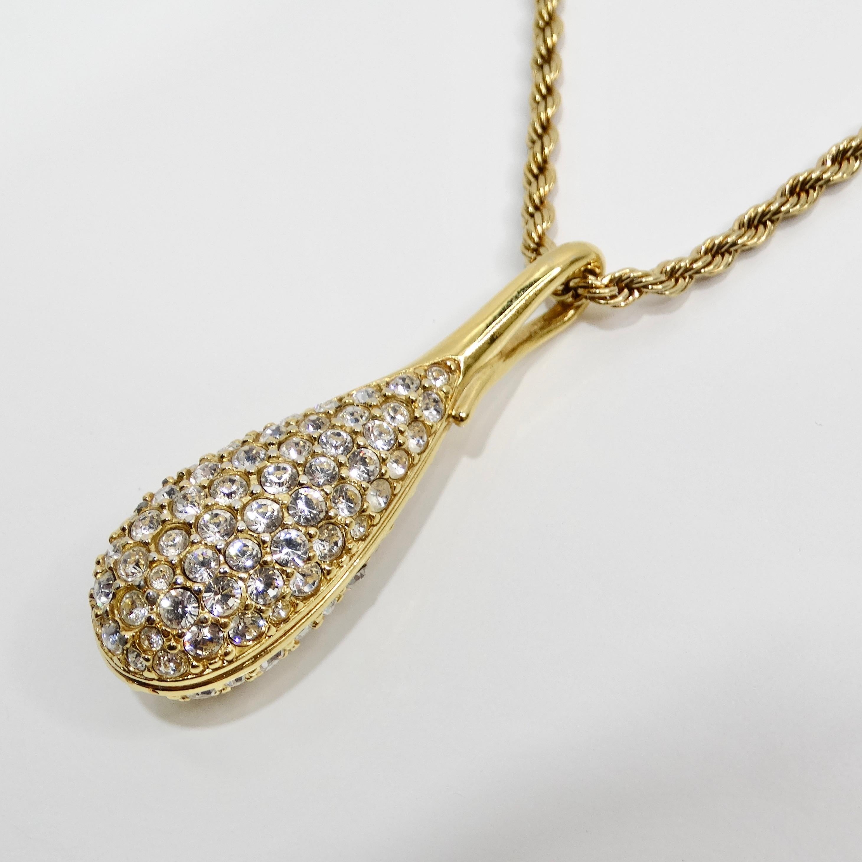 Swarovski Vintage 18K Gold Plated Crystal Pendant Necklace For Sale 1