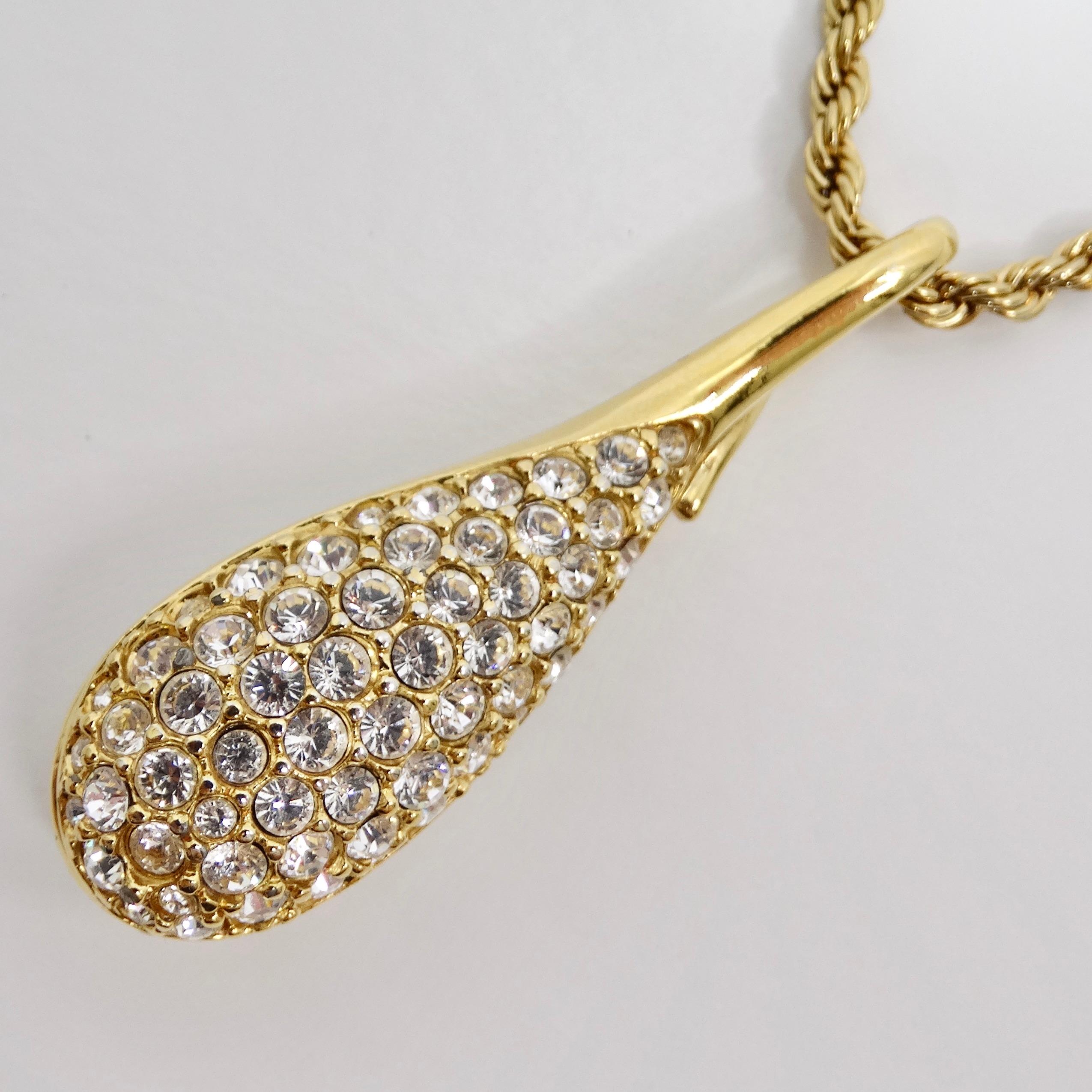 Swarovski Vintage 18K Gold Plated Crystal Pendant Necklace For Sale 2