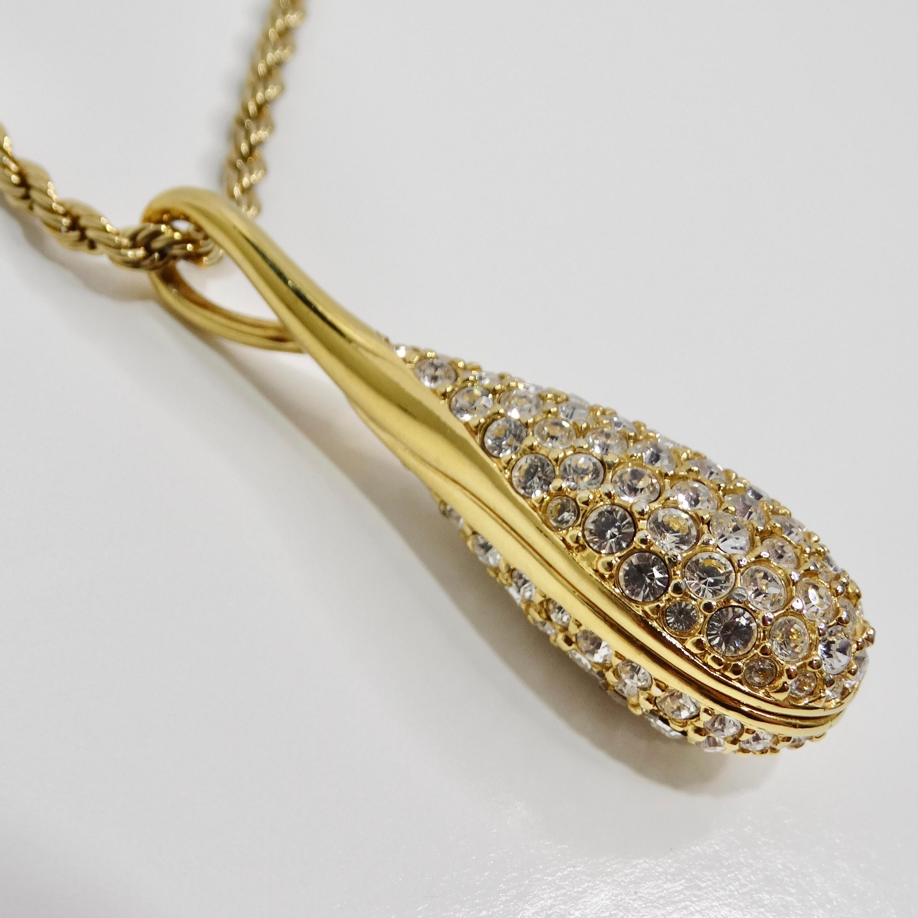 Swarovski Vintage 18K Gold Plated Crystal Pendant Necklace For Sale 3