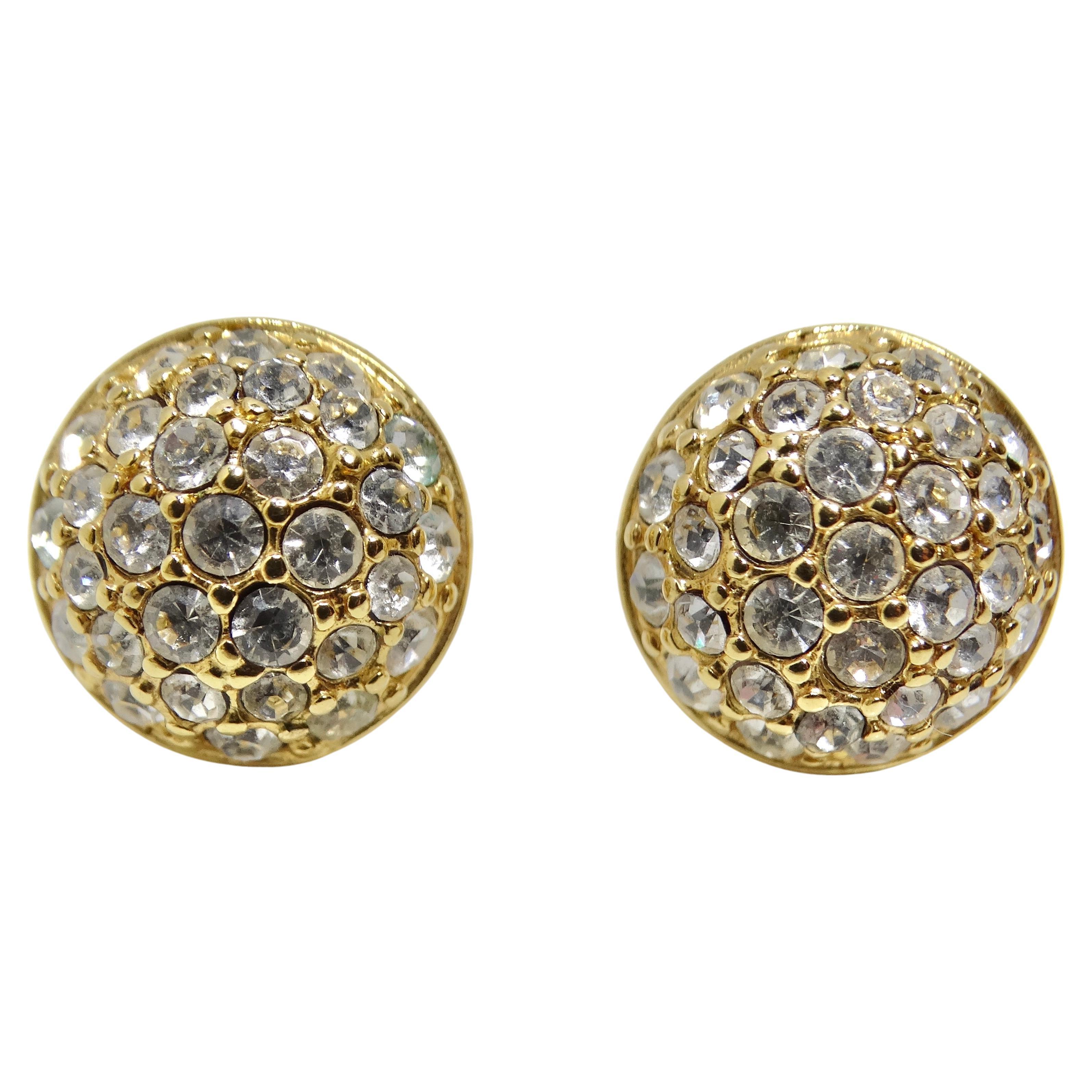Swarovski Vintage 18K Boucles d'oreilles strass plaqué or