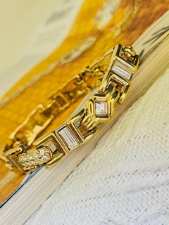 SWAROVSKI Vintage Gold Tennis Crystals Openwork Interlocked Modernist Bracelet