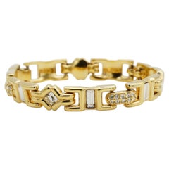 SWAROVSKI Vintage Gold Tennis Crystals Openwork Interlocked Modernist Bracelet