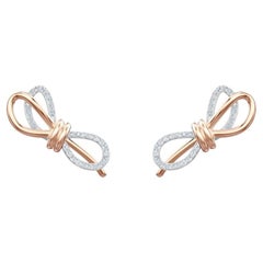 Swarovski White Crystals Lifelong Large Knot Bow Rose Gold Pierced Earrings BNWT