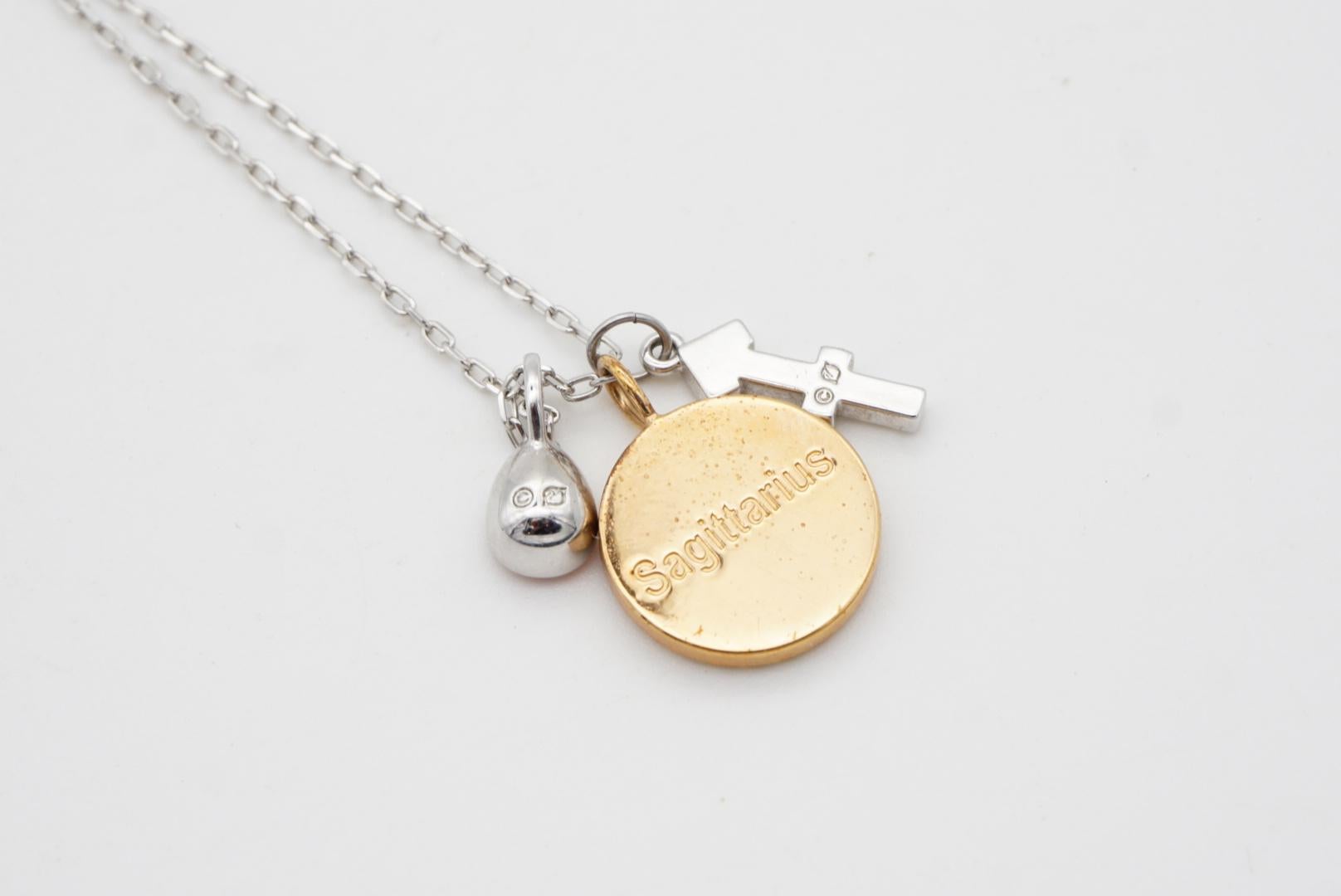 Swarovski Zodiac Sagittarius Cross Compass Tear Drop Collana, Oro rosa in vendita 8