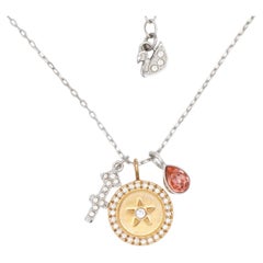 Swarovski Zodiac Sagittarius Cross Compass Tear Drop Pendant Necklace, Rose Gold