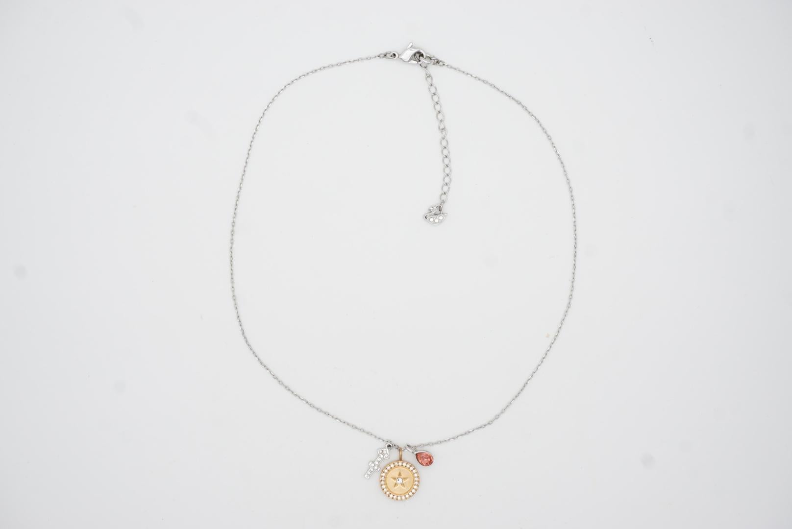 Swarovski Zodiac Sagittarius Cross Compass Tear Drop Pendant Necklace, Rose Gold In Good Condition For Sale In Wokingham, England
