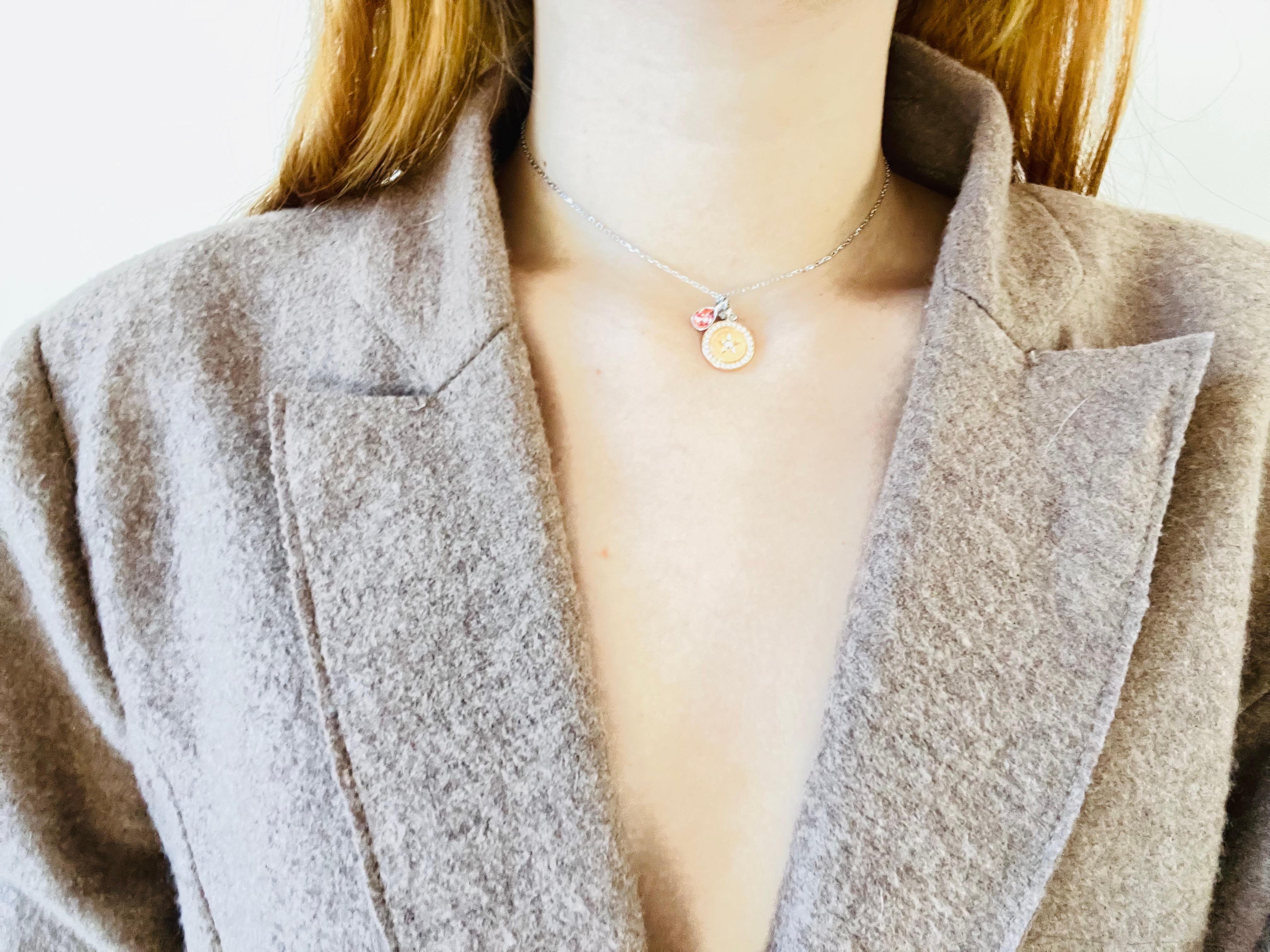 Swarovski Zodiac Sagittarius Cross Compass Tear Drop Pendant Necklace, Rose Gold For Sale 3
