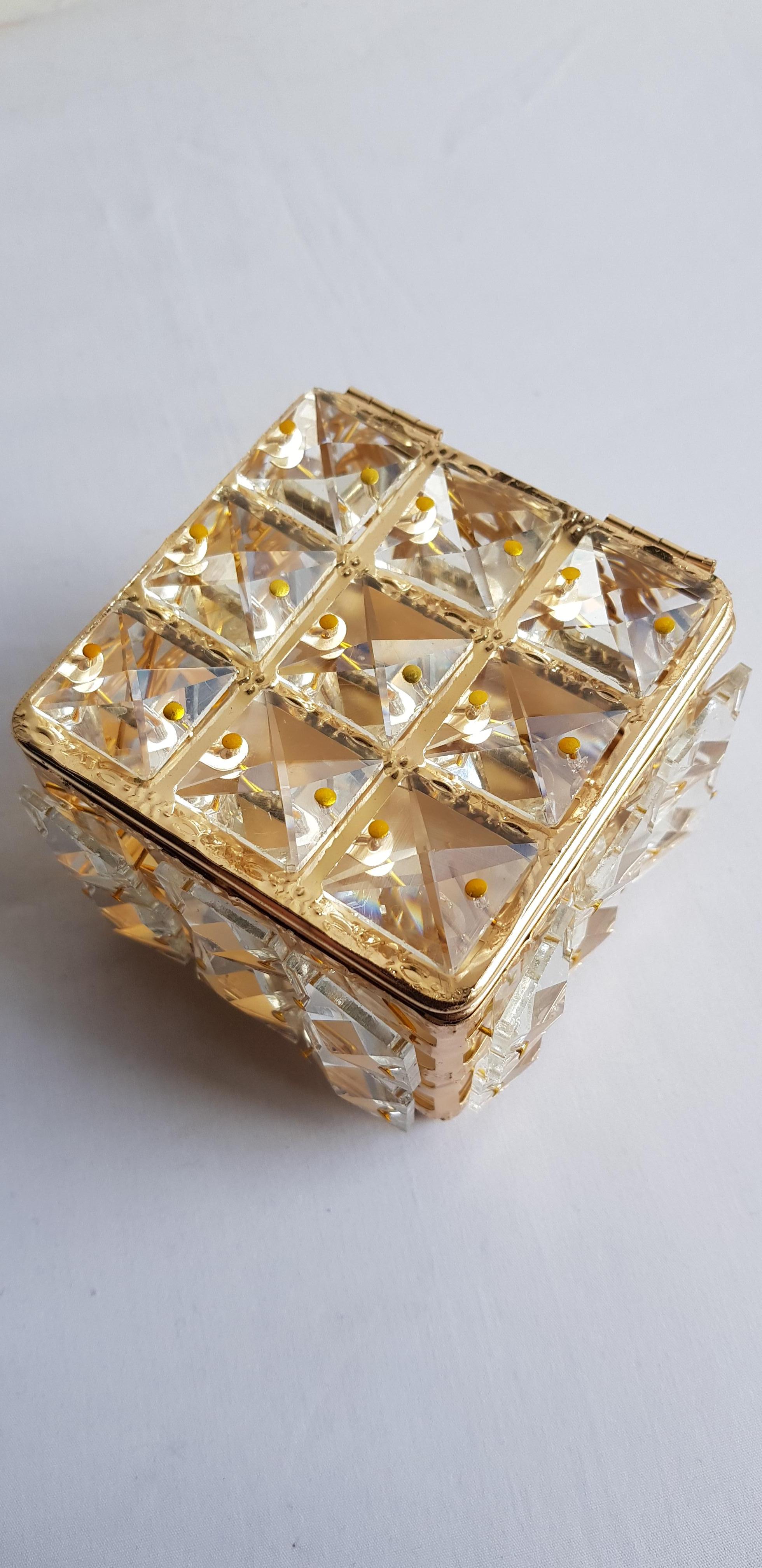 Swarowski Crystal and 24 Kt Gold Plated Jewellery Box and Candle Holder For Sale 4