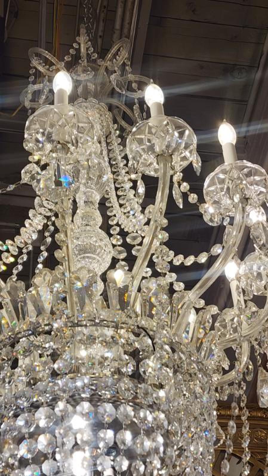 Hand-Carved Swarvoski Crystal Chandelier For Sale