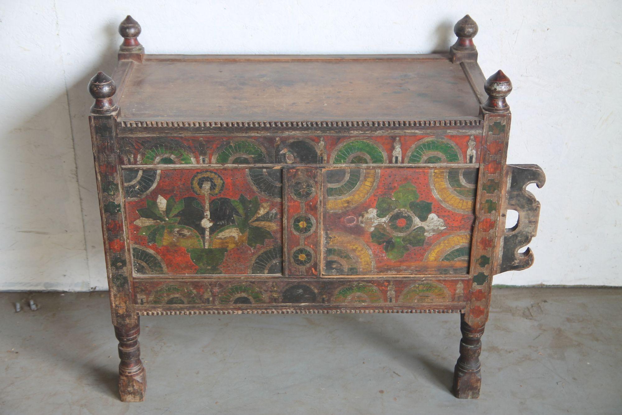 Folk Art Swat Valley Hand Painted Chest For Sale