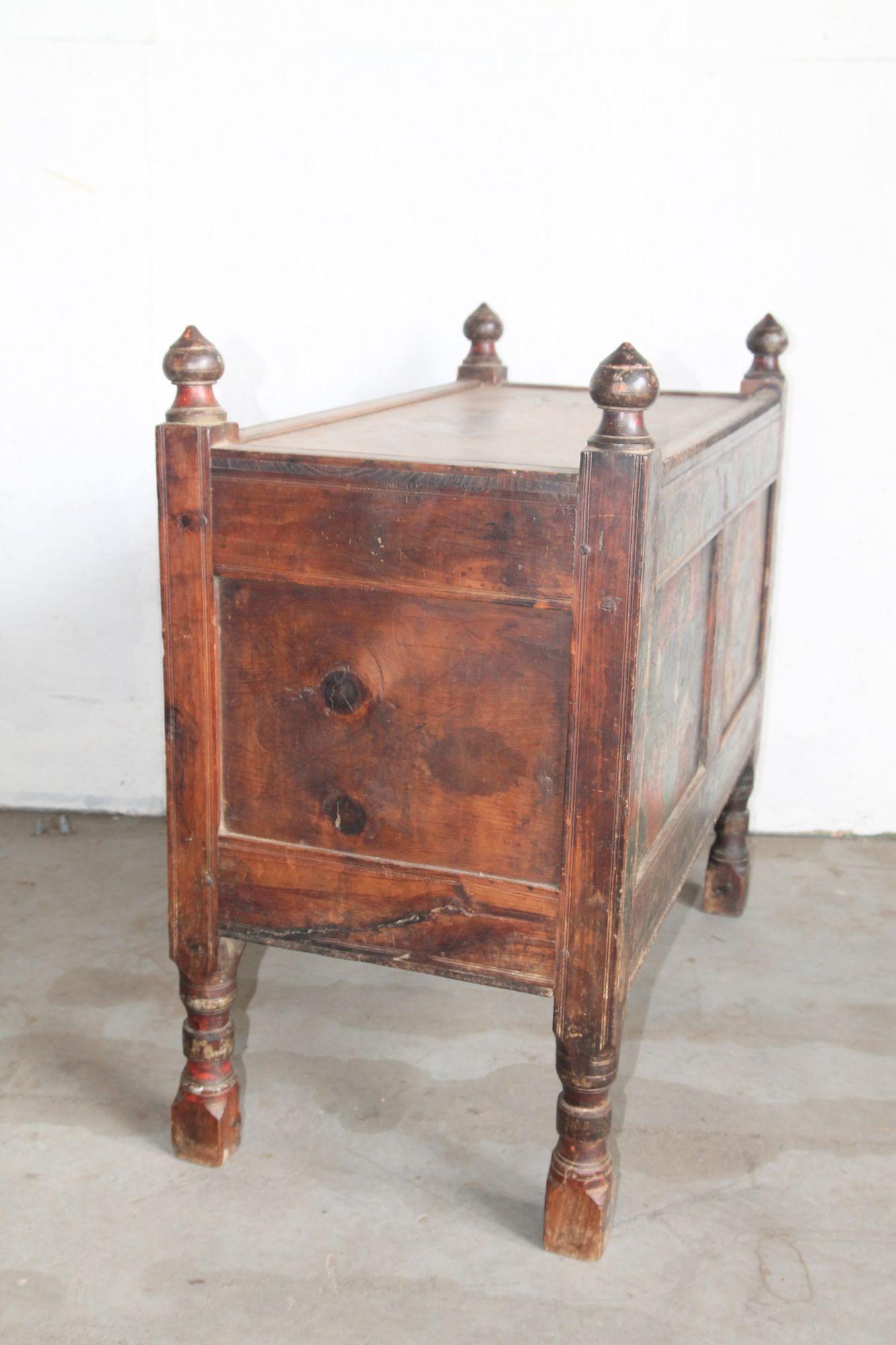 Early 20th Century Swat Valley Hand Painted Chest For Sale