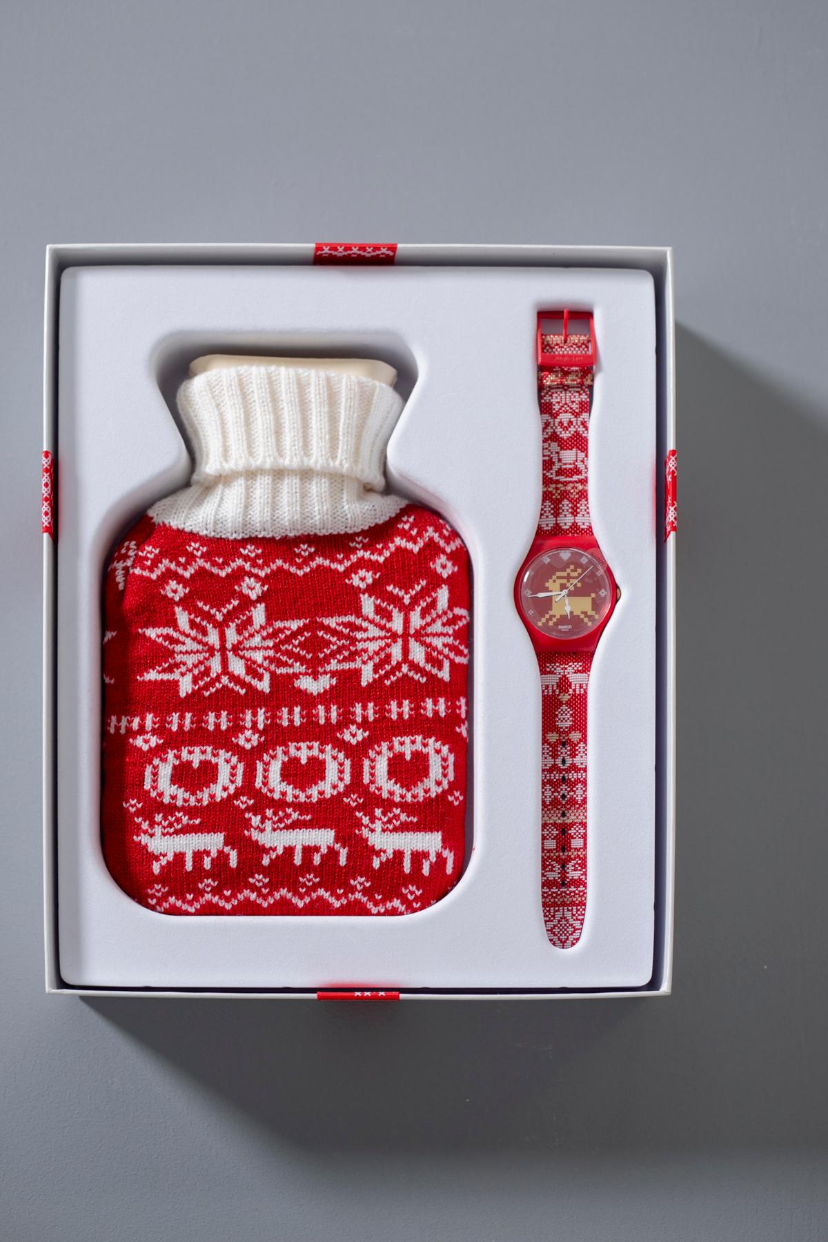Swatch Red Knit Limitierte Auflage für Weihnachten 2013 für Damen oder Herren im Angebot