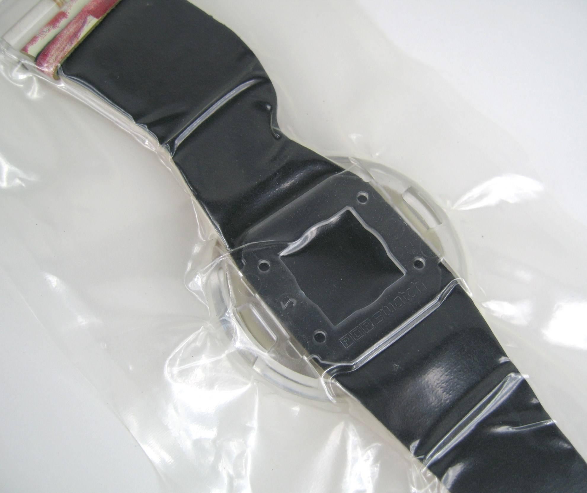 Montre-bracelet Swatch de la série Bonjuhr Artist d'Alfred Hofkunst Bacon 1991, Neuf en vente 2