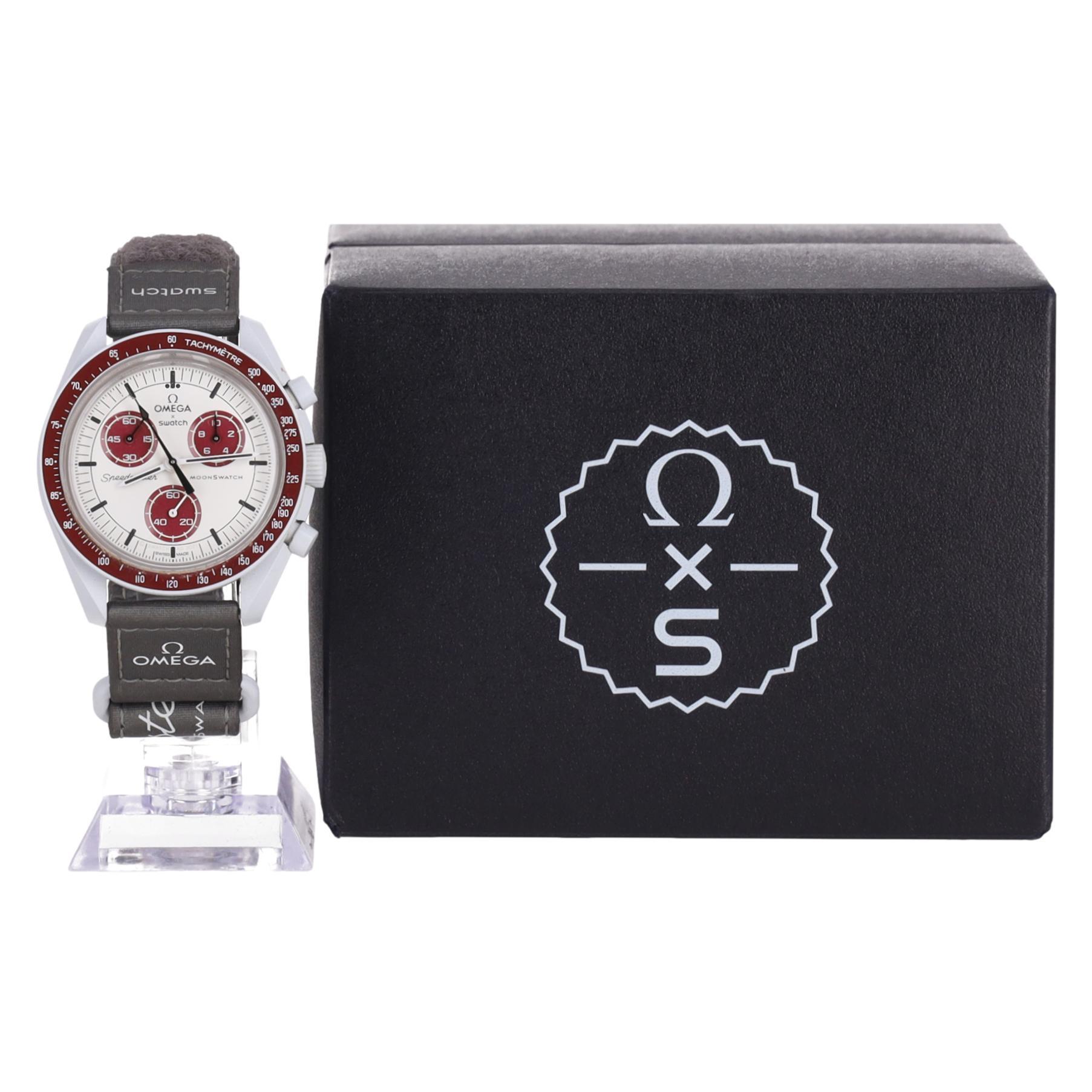Collectors Item - Swatch x Omega Bioceramic MoonSwatch Mission to Pluto Watch

Part of the Bioceramic MoonSwatch collection inspired by Omega’s iconic Speedmaster 'Moonwatch'.

Featuring a lightweight Bioceramic case in light grey with a contrasting