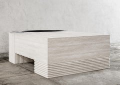 SWAY COFFEE TABLE - Modern Design with Sandy Oak + Nero Marquina Marble