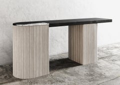 SWAY CONSOLE - Modern Design with Sandy & Ebony Oak, Nero Marquina Marble