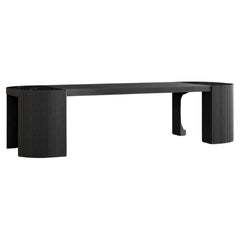 SWAY DINING TABLE - Modern Design with Ebony Oak + Nero Marquina Marble