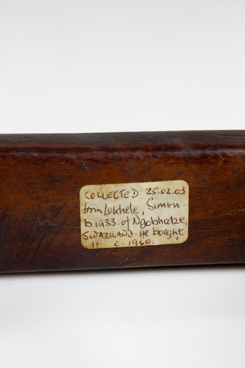 Wood Swazi Headrest With Old Label Attached, Southern Africa For Sale