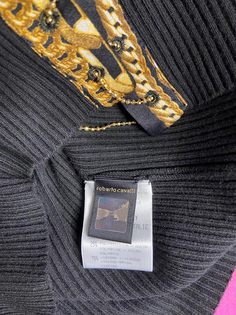Sweater and printed trouser ensemble with gold metallic chains Roberto Cavalli  For Sale 5