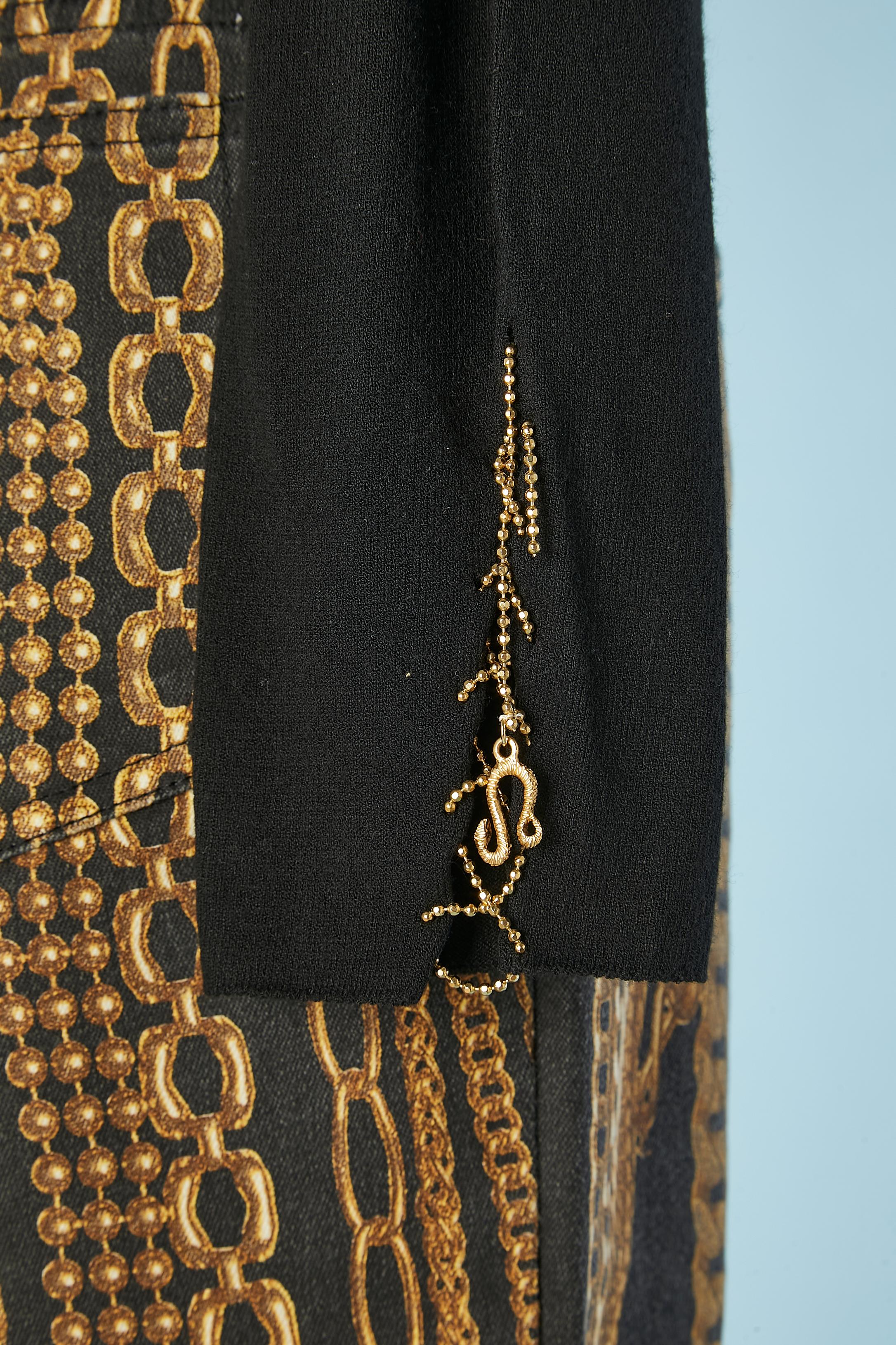 Sweater and printed trouser ensemble with gold metallic chains Roberto Cavalli  For Sale 3