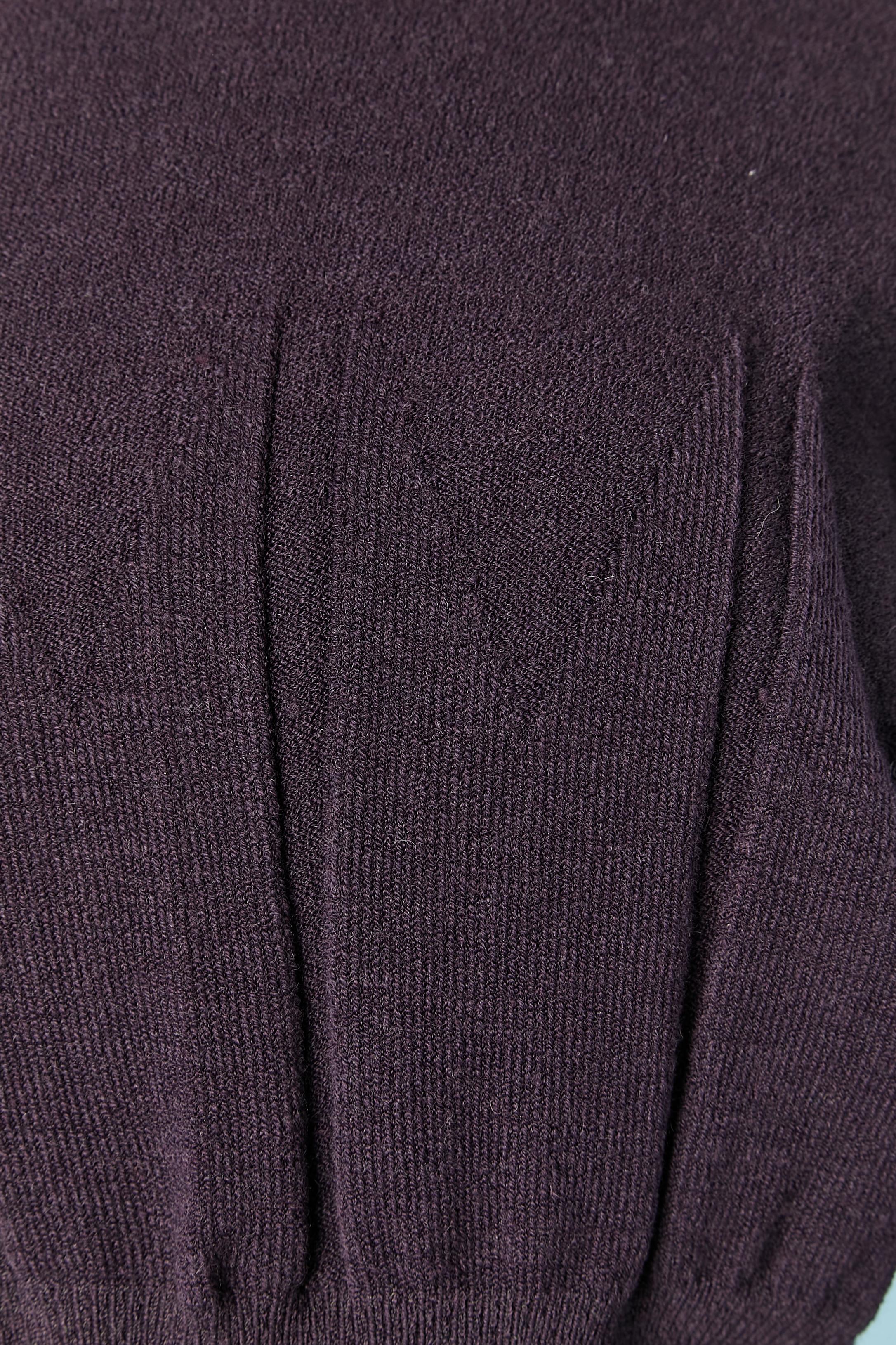 Black Sweater and skirt ensemble in purple wool and elastane AlaÏa For Sale