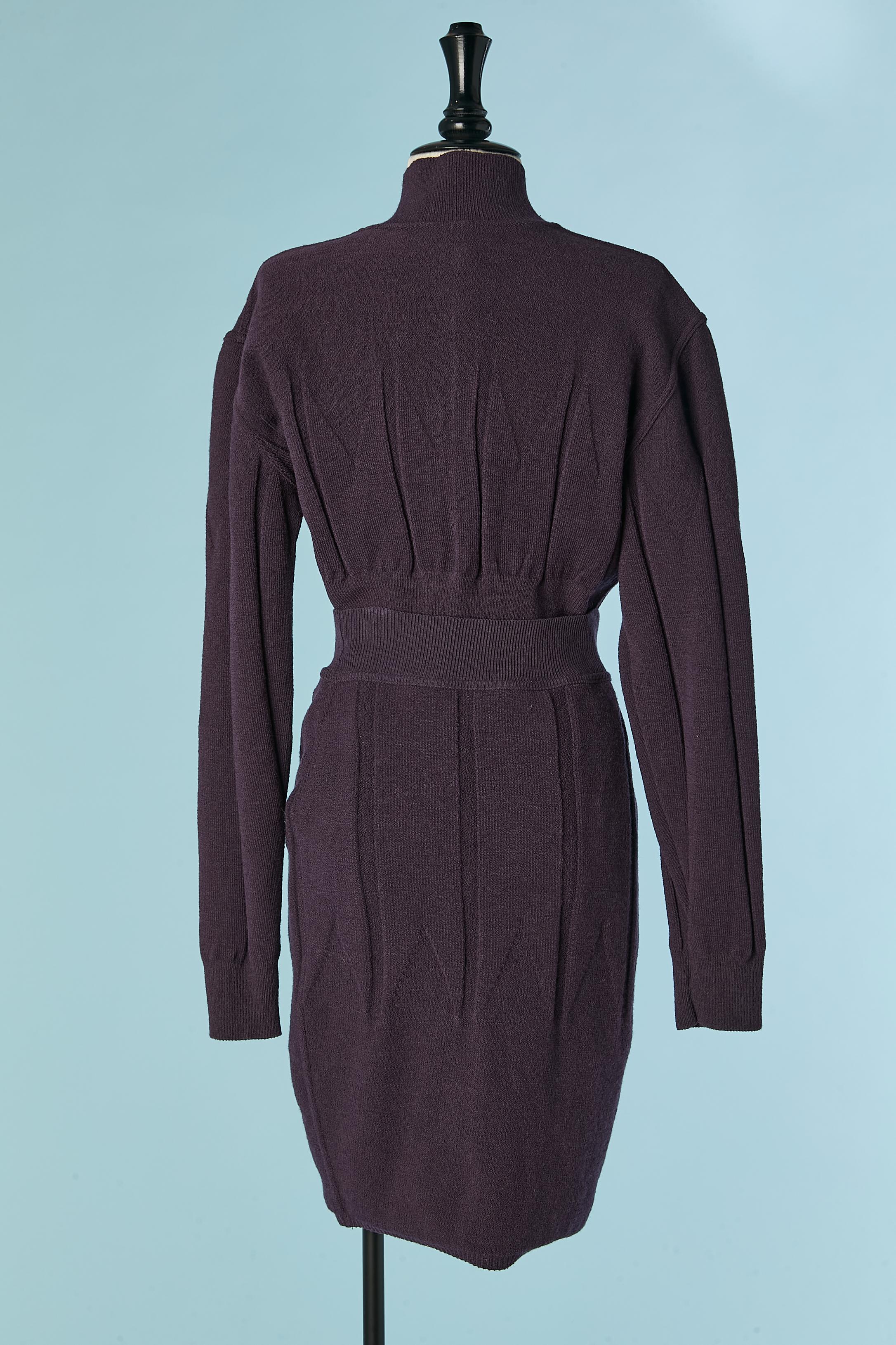 Sweater and skirt ensemble in purple wool and elastane AlaÏa For Sale 1