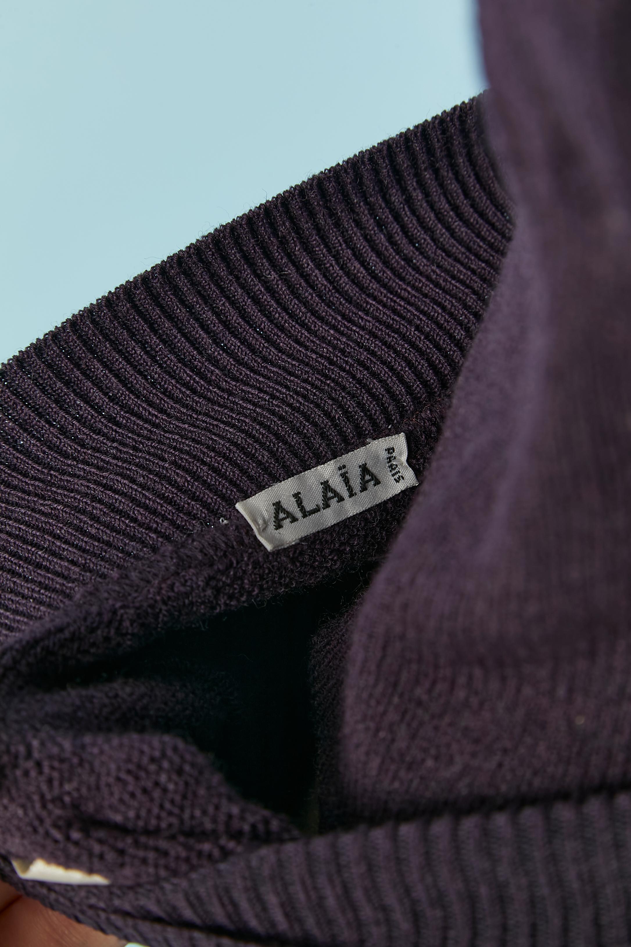 Sweater and skirt ensemble in purple wool and elastane AlaÏa For Sale 2