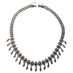 Sweden 830 Silver Repousse Dangle Necklace
