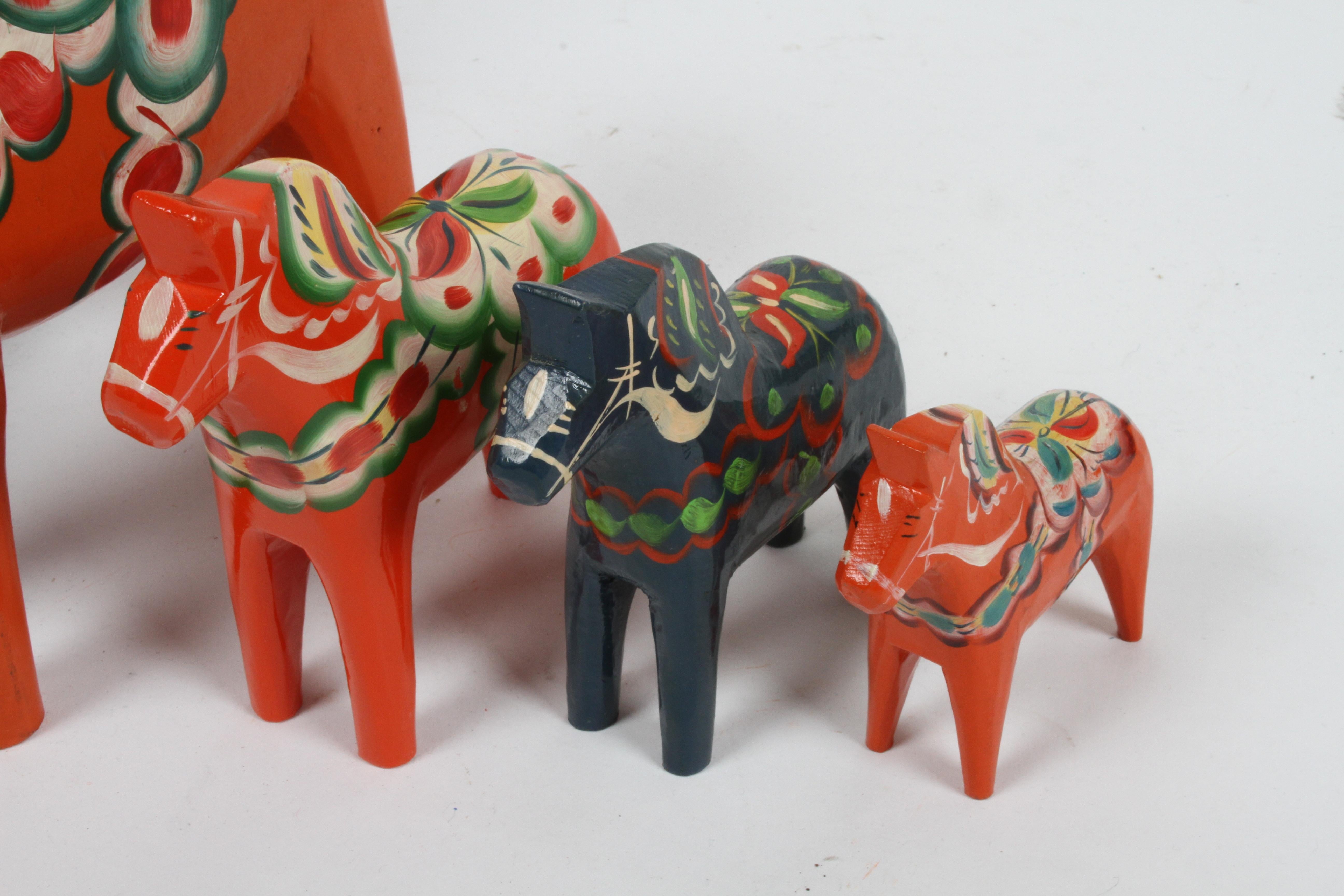 Sweden Folk Art, Collection of Six Vintage Swedish Dala Horses by Nils Olsson 12