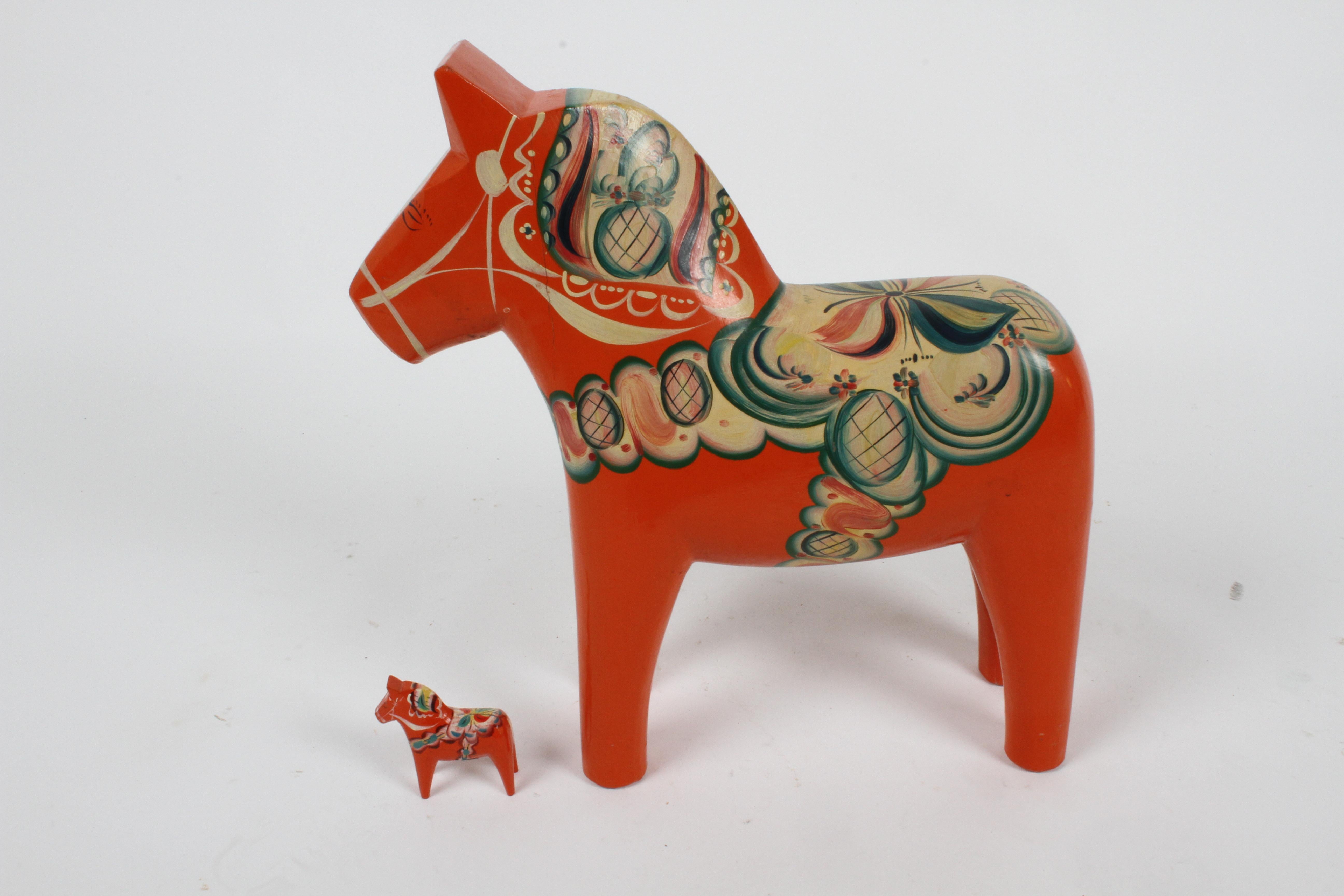 Sweden Folk Art, Collection of Six Vintage Swedish Dala Horses by Nils Olsson 1