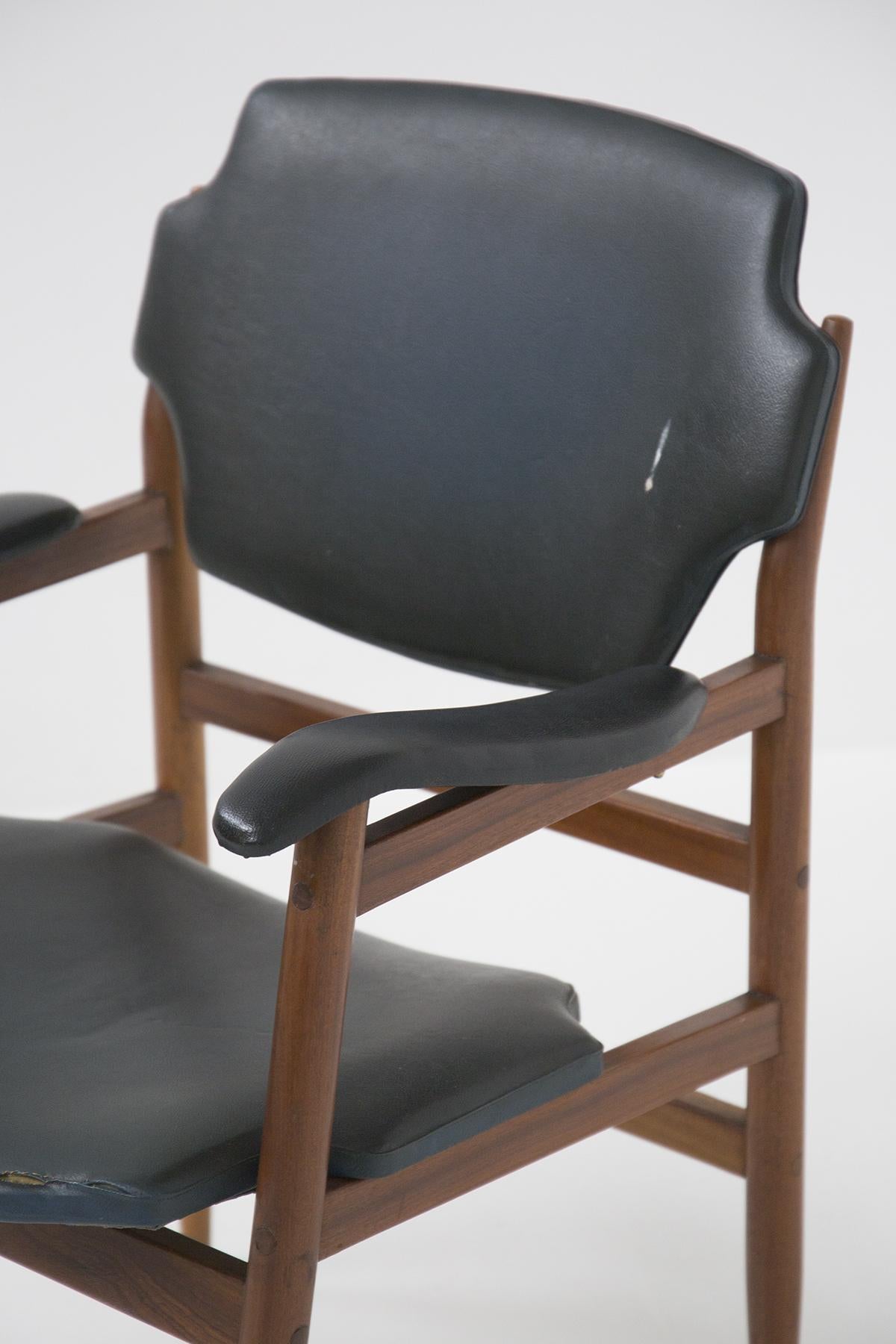 Sweden Vintage Armchair in Wood and Leather att. to Gunnar Asplund 1