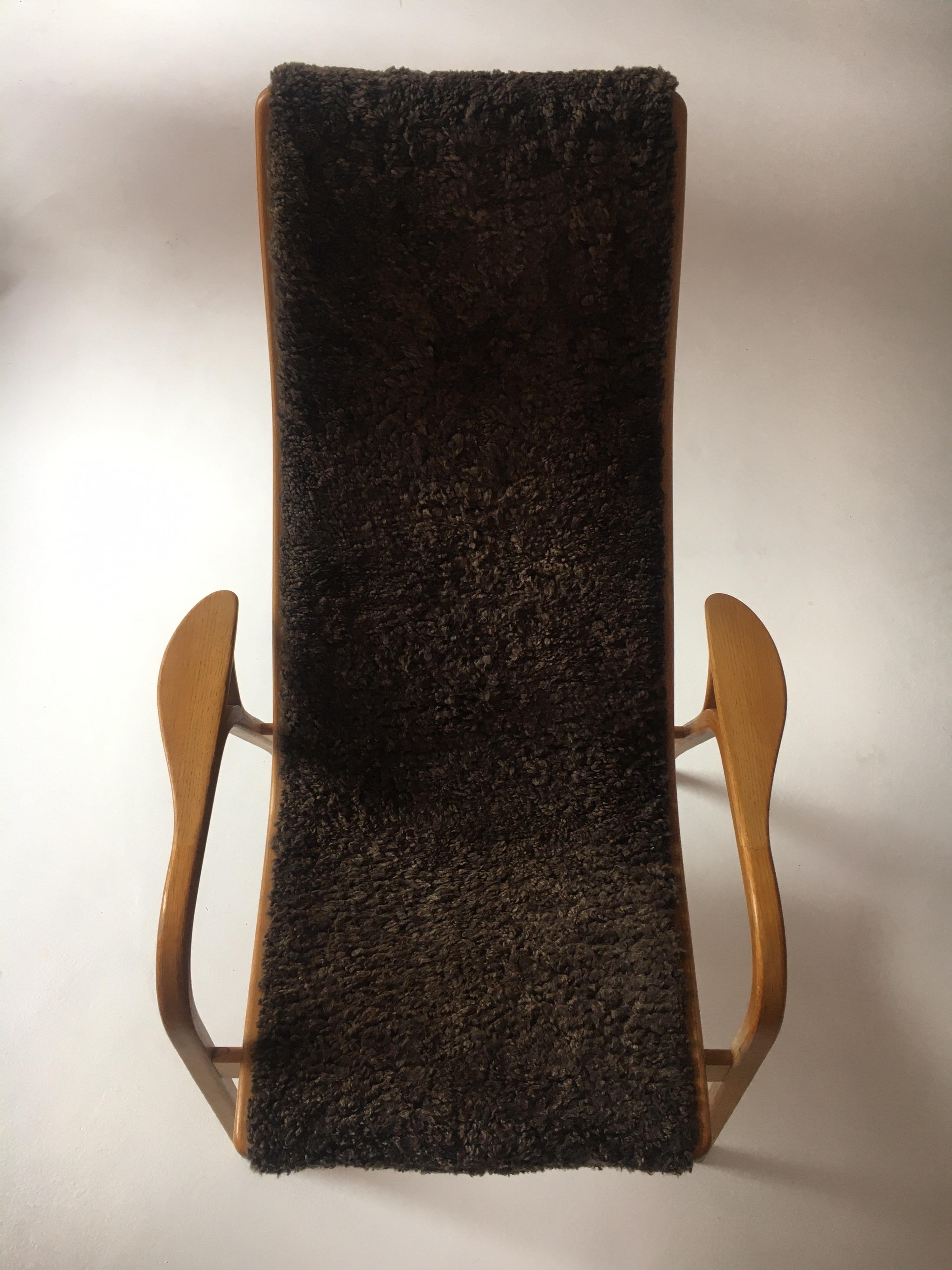 Swedese Yngve Ekström Lamino Sheepskin Easy Chair with Ottoman, Sweden, 1960s 11