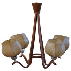 Swedesh Chandelier with 4 Lights Teak, Mid-Century Modern, 1950s