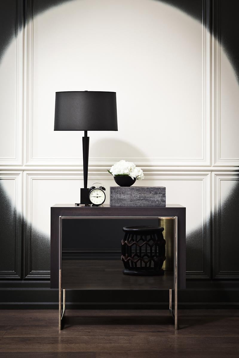 Modern Swedge Table Lamp with Nickel Base and Black Shade by Powell & Bonnell For Sale