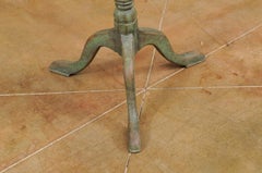 Swedish 1760s Octagonal Tilt-Top Pedestal Table with Green Paint and Tripod Base