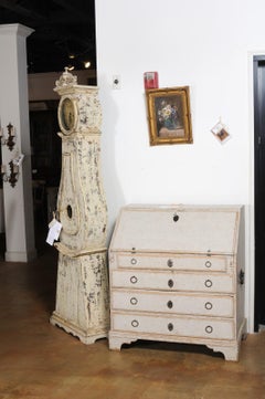 Swedish 1770s Baroque Painted Slant-Front Desk with Multiple Inner Drawers