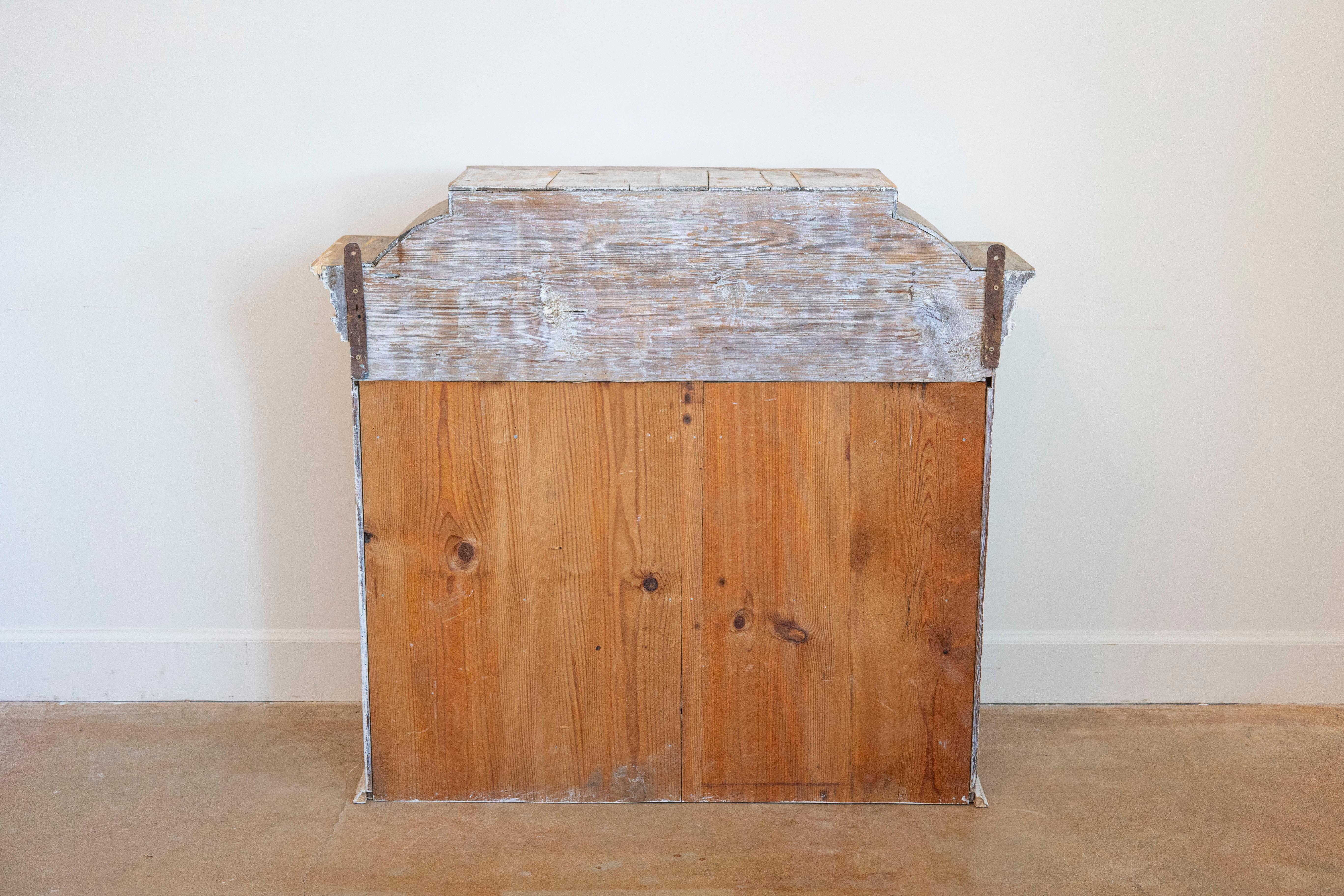 Swedish 1770s Rococo Painted Wall Cabinet with Chapeau de Gendarme Style Cornice 1