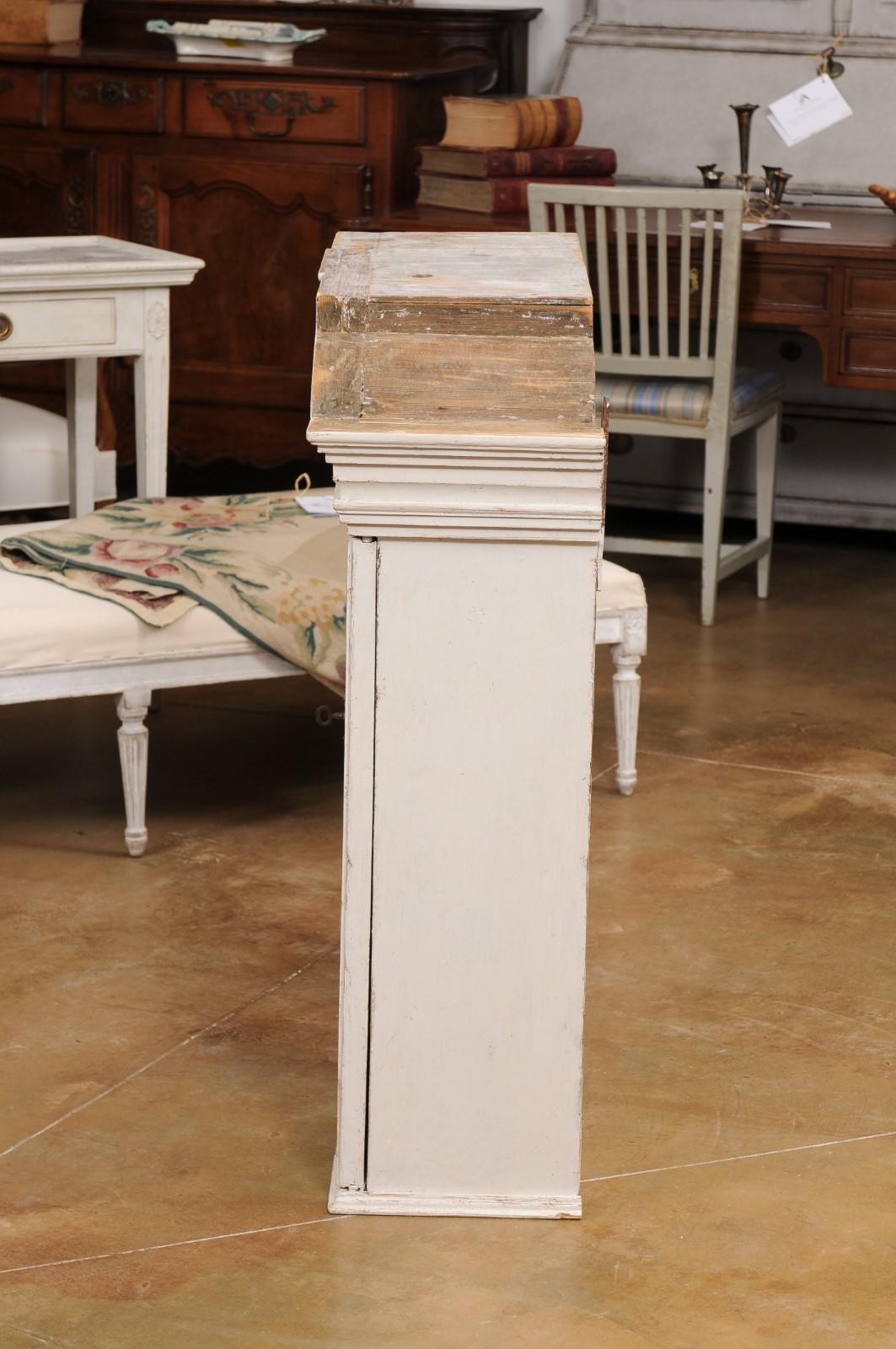 Swedish 1770s Rococo Painted Wall Cabinet with Chapeau de Gendarme Style Cornice 2