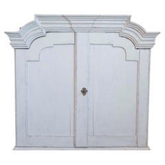 Swedish 1770s Rococo Painted Wall Cabinet with Chapeau de Gendarme Style Cornice