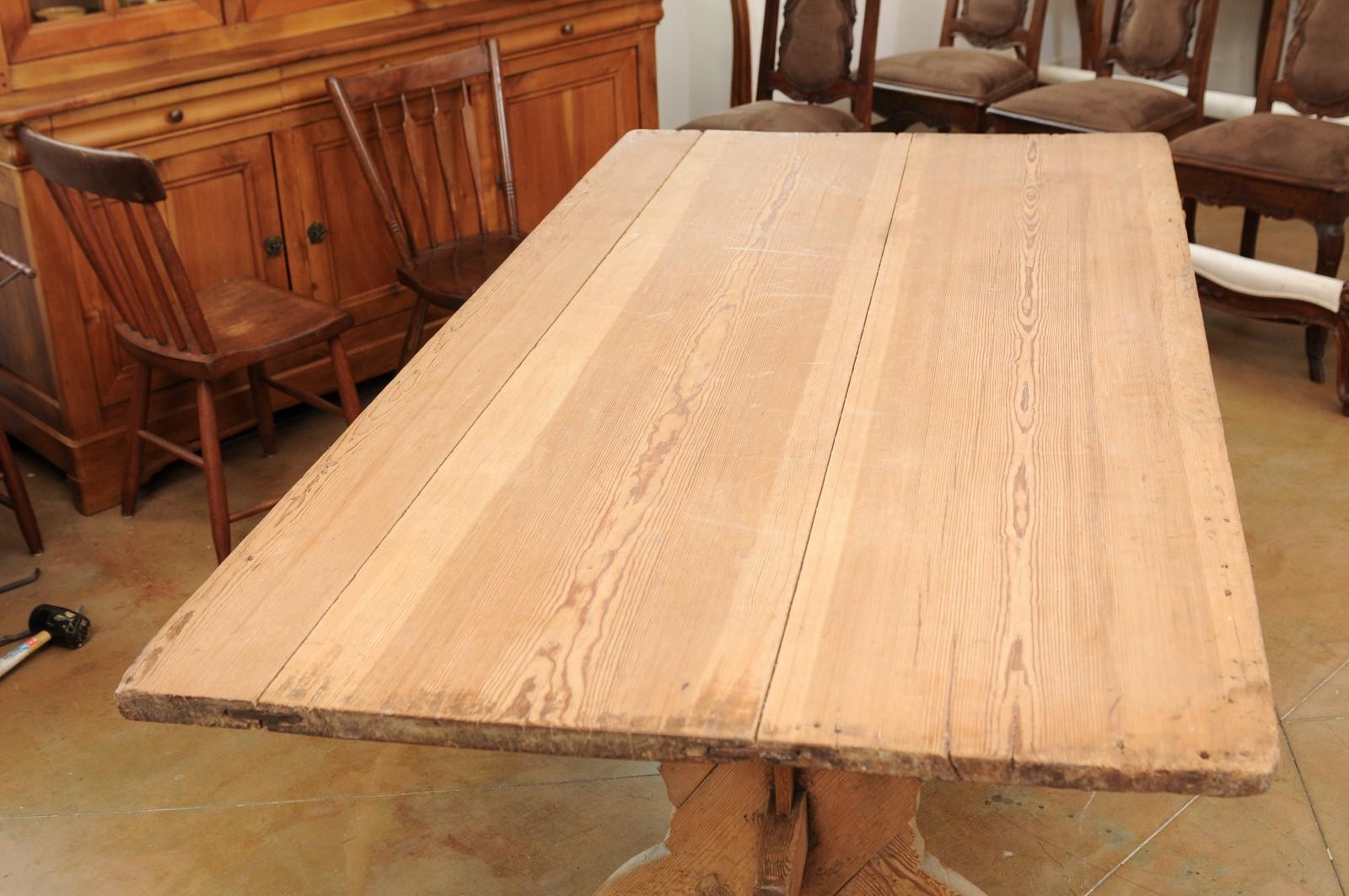 Swedish 1770s Sawbuck Trestle Farm Table with X-Form Base and Rustic Finish 5