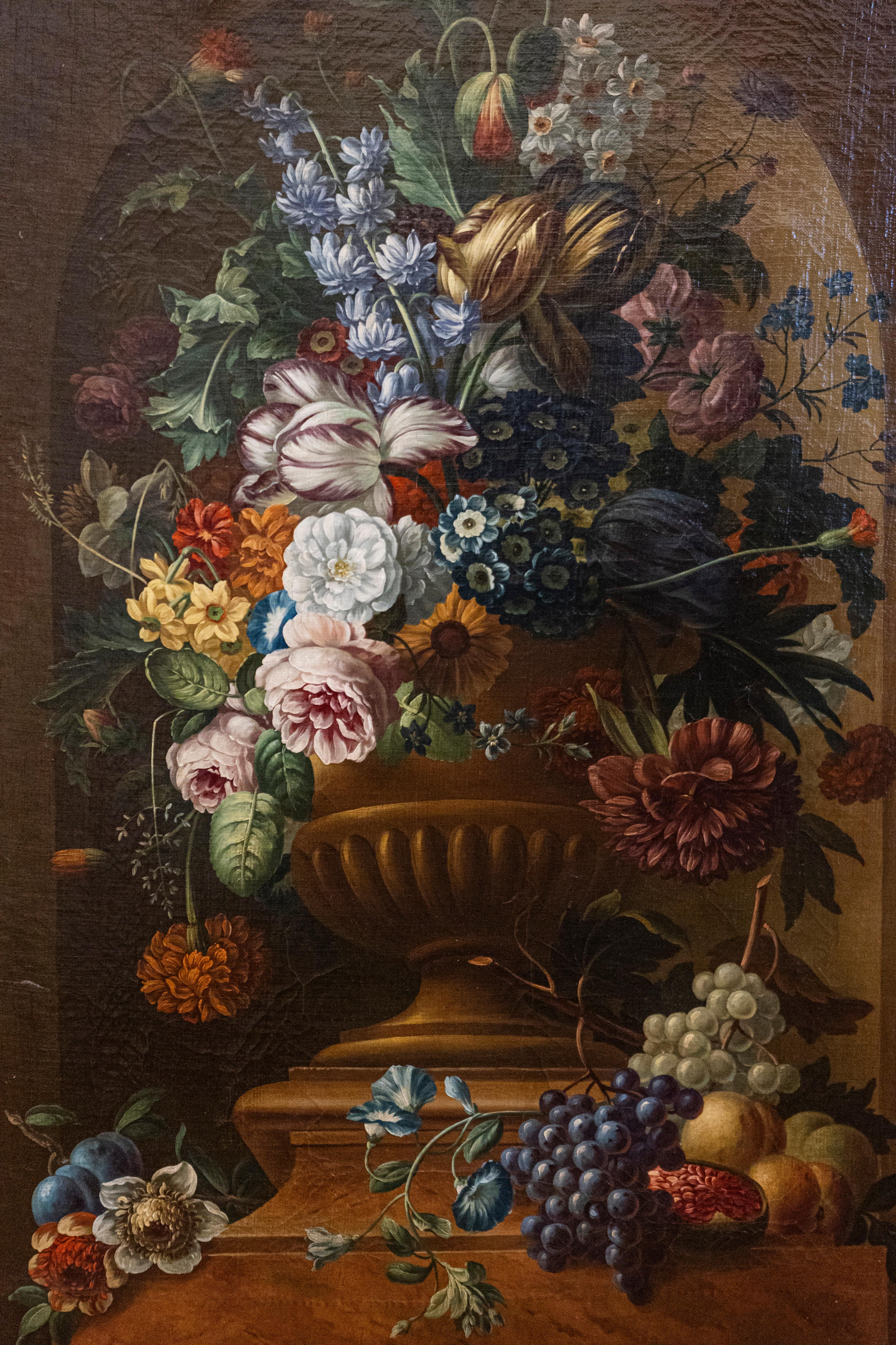 Rococo Swedish 1780s Floral Painting in the Manner of Paulus Theodorus van Brussel For Sale