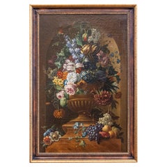 Antique Swedish 1780s Floral Painting in the Manner of Paulus Theodorus van Brussel