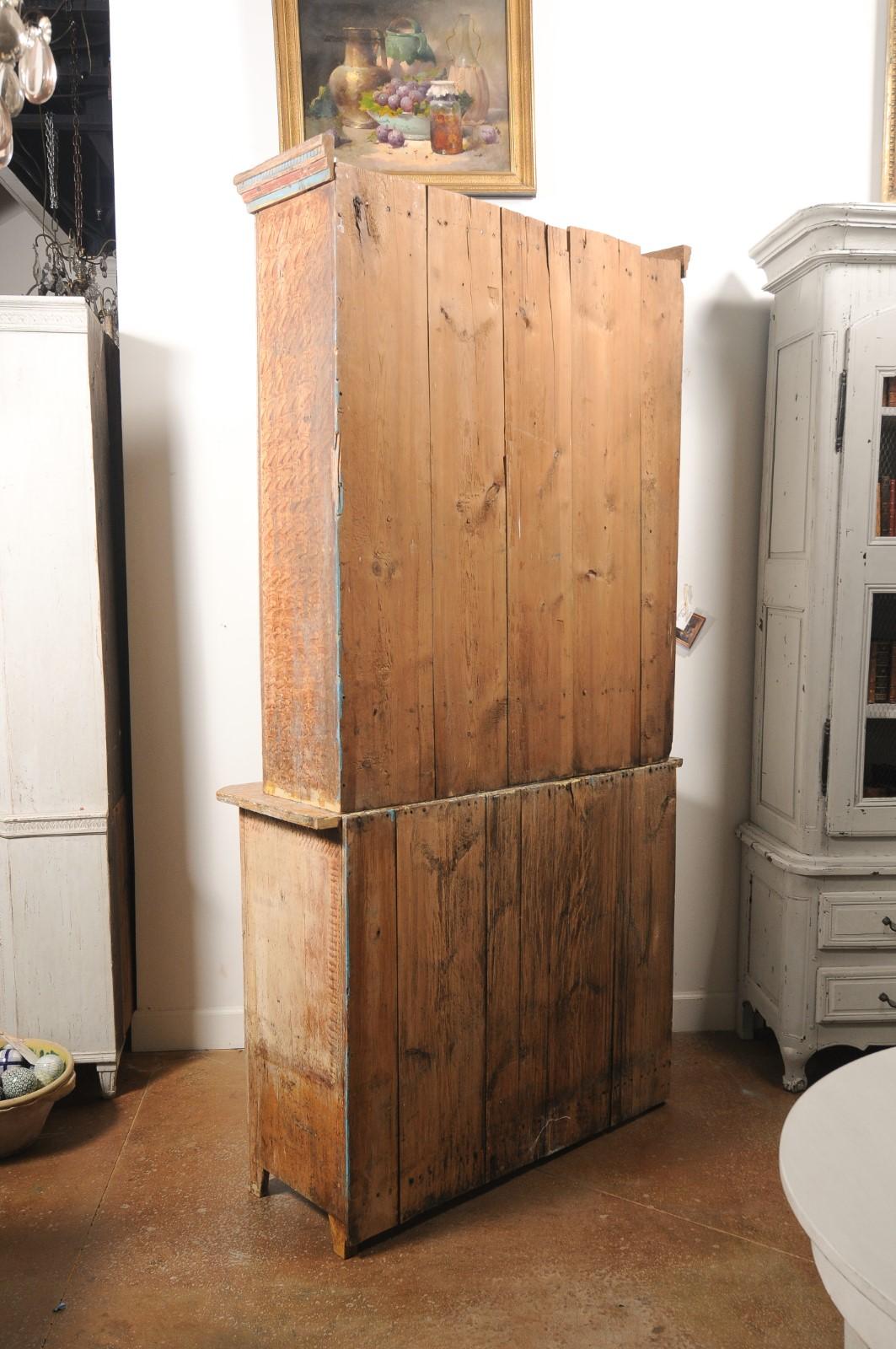 Swedish 1780s Gustavian Period Two-Part Tall Cabinet with Original Paint For Sale 7