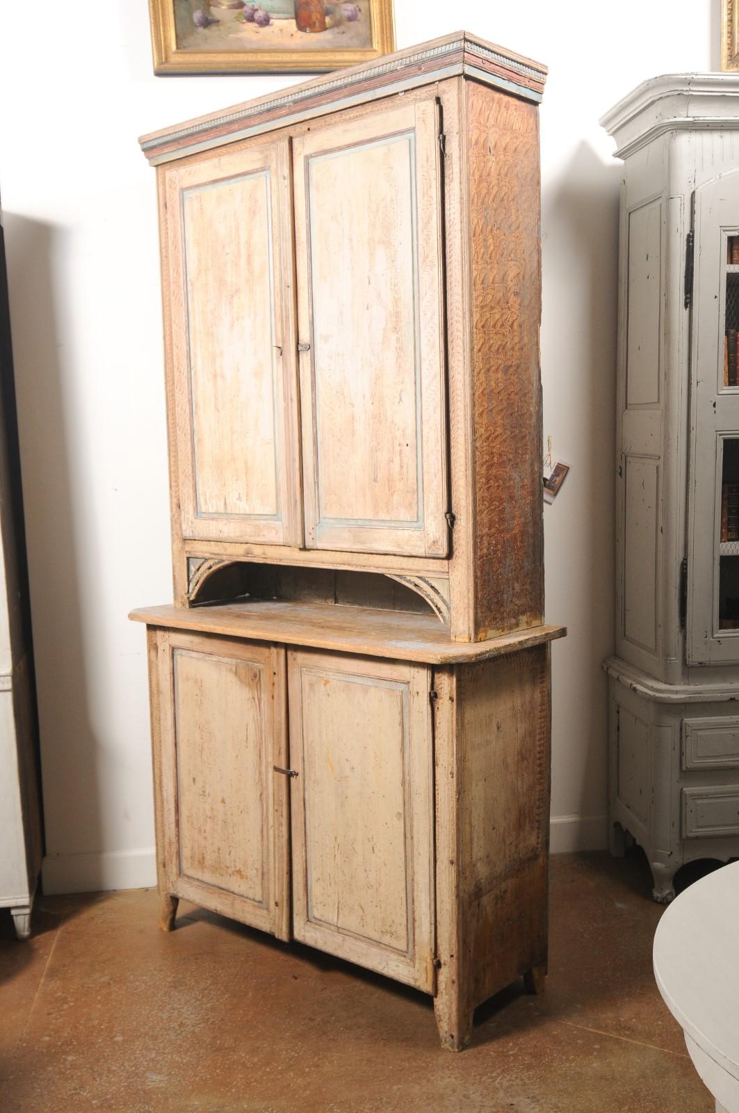 Swedish 1780s Gustavian Period Two-Part Tall Cabinet with Original Paint For Sale 10