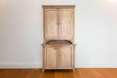 Swedish 1780s Gustavian Period Two-Part Tall Cabinet with Original Paint