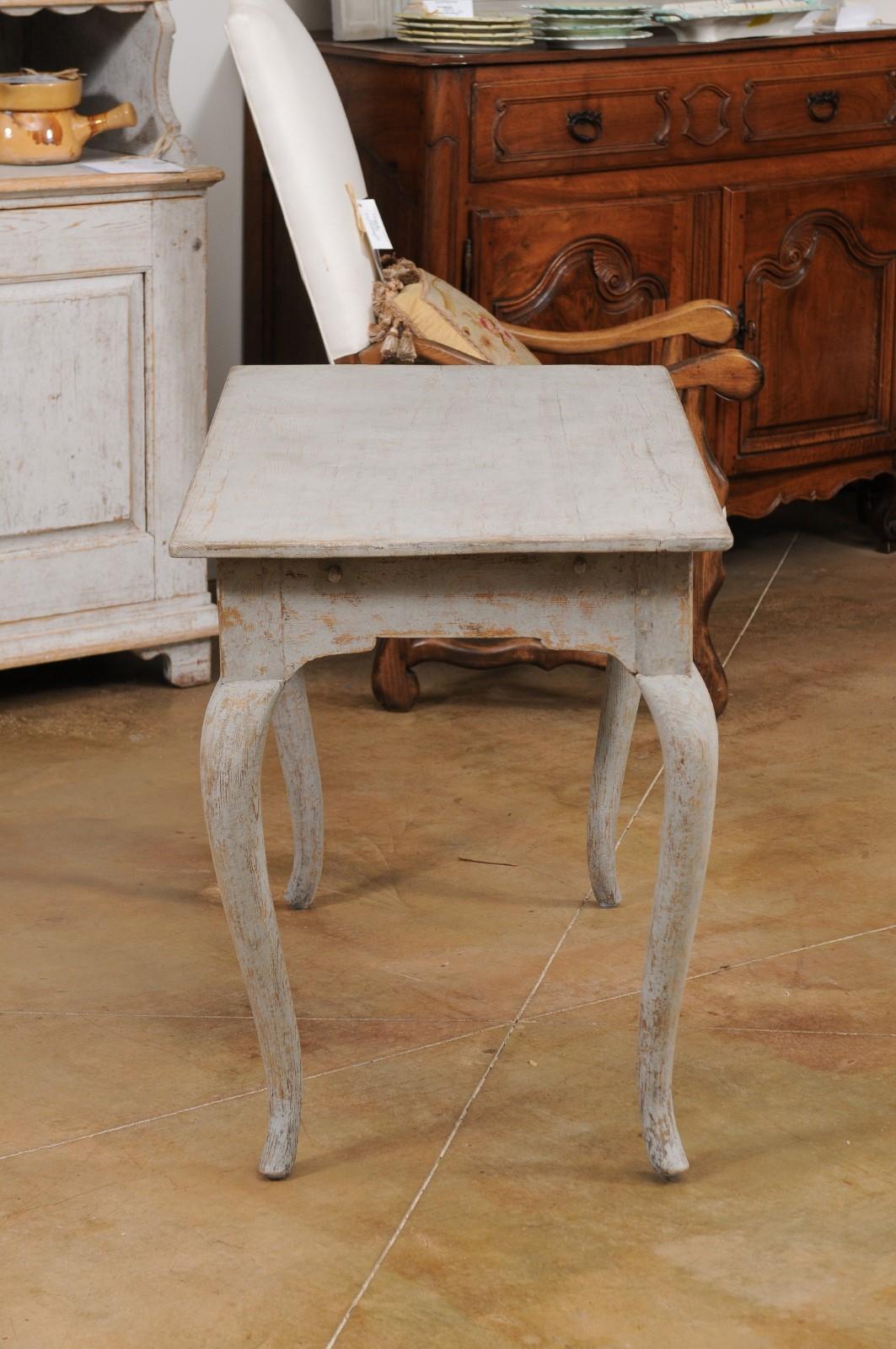 Swedish 1780s Rococo Period Table with Cabriole Legs and Distressed Finish 6