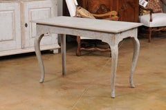 Swedish 1780s Rococo Period Table with Cabriole Legs and Distressed Finish