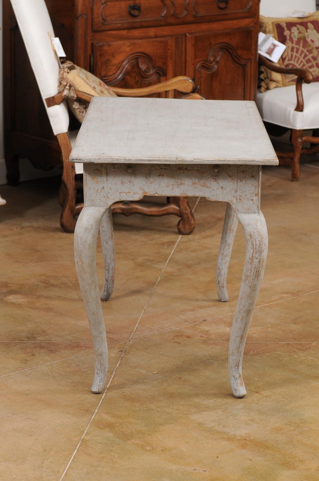 18th Century Swedish 1780s Rococo Period Table with Cabriole Legs and Distressed Finish