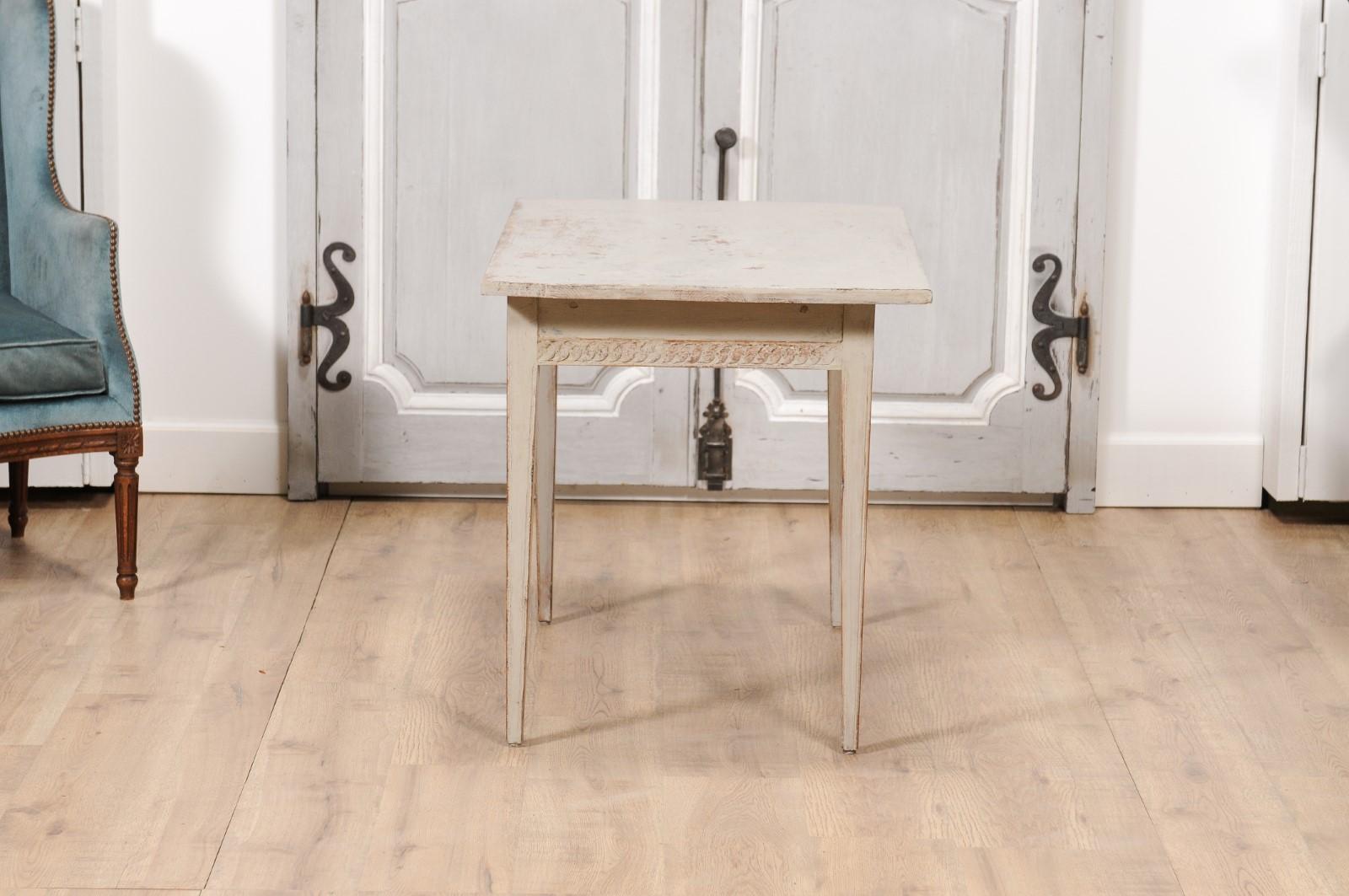 Swedish 1790s Gustavian Period Painted Side Table with Carved Guilloches For Sale 6