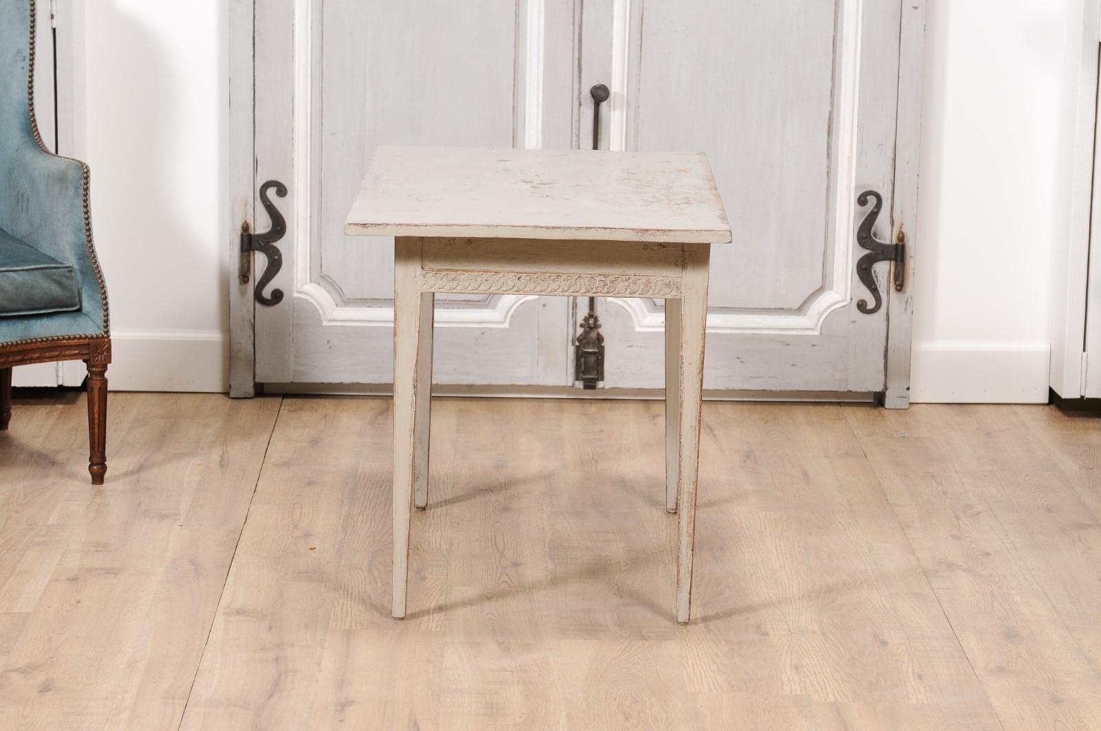 Swedish 1790s Gustavian Period Painted Side Table with Carved Guilloches For Sale 2